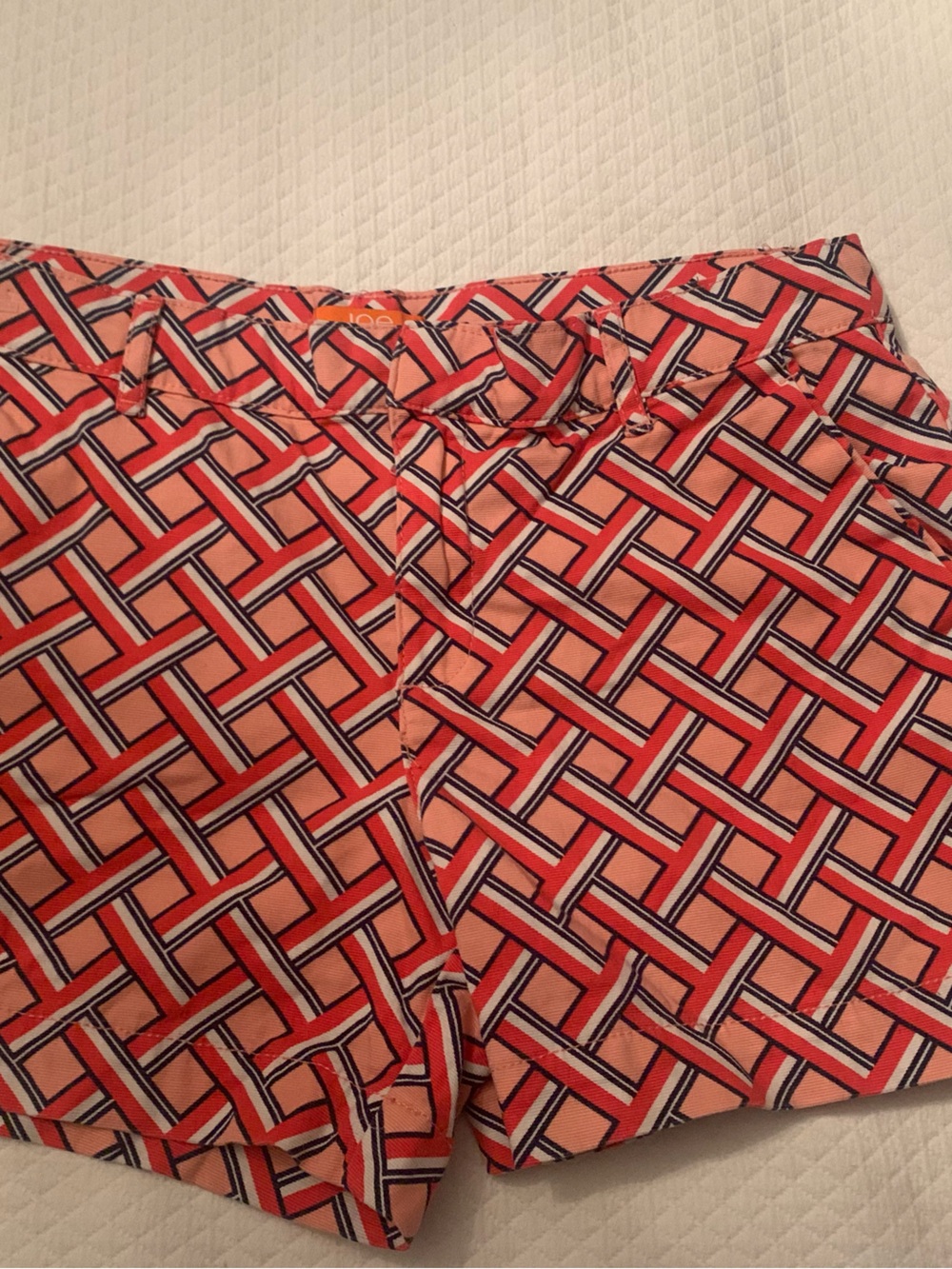Joe Fresh Coral and Navy Geometric Print Shorts